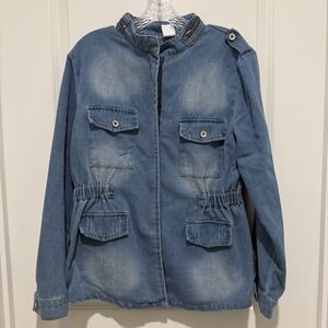 Denim jacket womens 3xl Front Pockets Western Casual